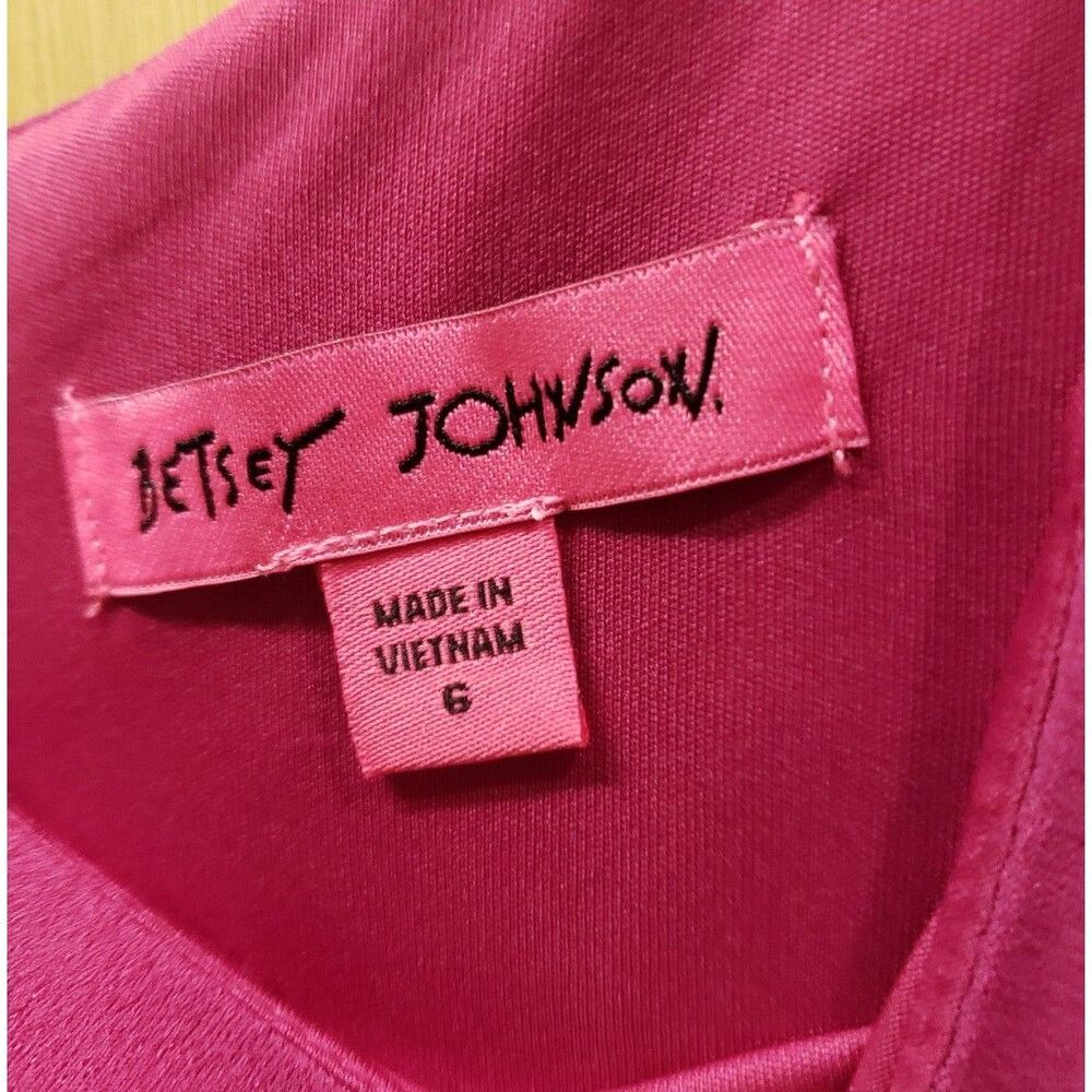 Betsey Johnson sleeveless hot pink scuba crepe midi sheath dress Sz 6 LLL - Picture 2 of 5